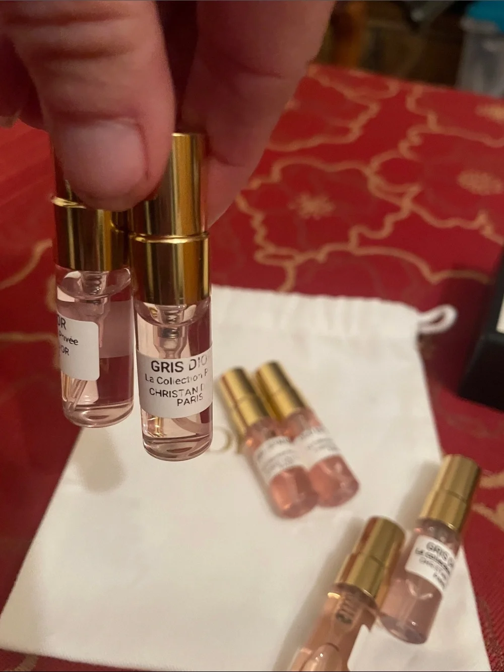 Dior La Collection Privée Travel Spray Vial Set - Pink with Gold Caps and Gucci